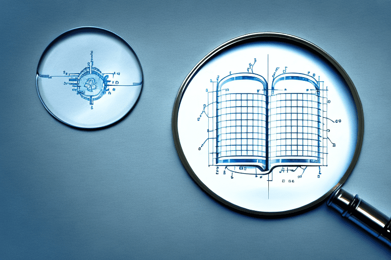 A magnifying glass focused on a complex blueprint