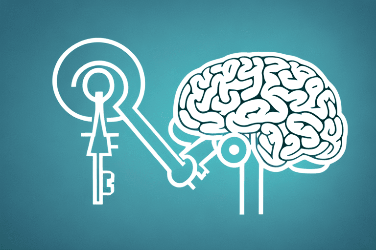 A key unlocking a brain-shaped lock